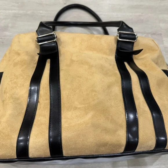 LANCÔME Large Tote/Hobo Bag - Faux Suede Calf Color With Black Bottom/Straps - Picture 4 of 12